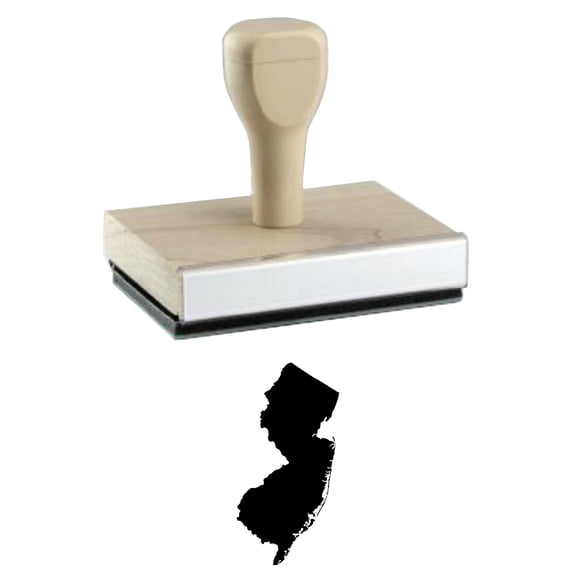 New Jersey Rubber Stamp, 2 X 1" Wood Stamp
