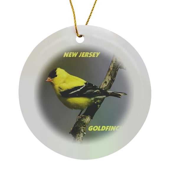 New Jersey State Bird Goldfinch, Circle Porcelain Ornament