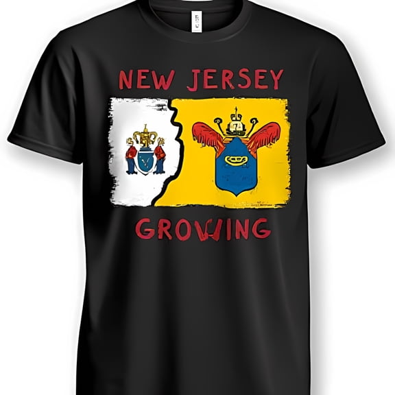 New Jersey State Black T-Shirt with New Jersey Growing Print
