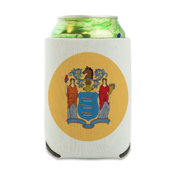 New Jersey State Flag Can Cooler - Drink Sleeve Hugger Collapsible Insulator - Beverage Insulated Holder