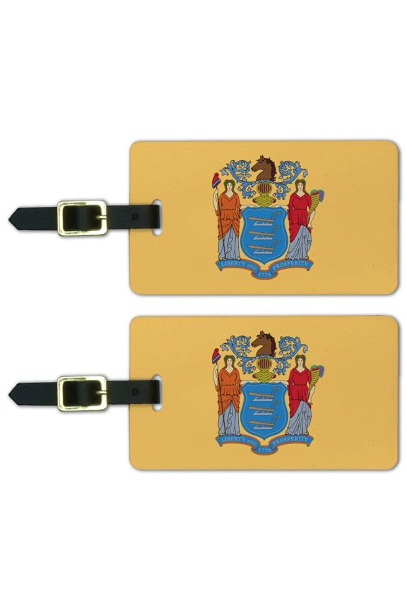 New Jersey State Flag Luggage ID Tags Suitcase Carry-On Cards - Set of 2