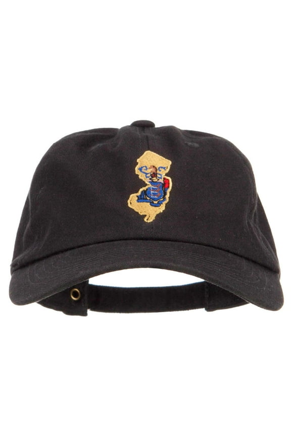 New Jersey State Flag Map Embroidered Unstructured Washed Cap - Black OSFM