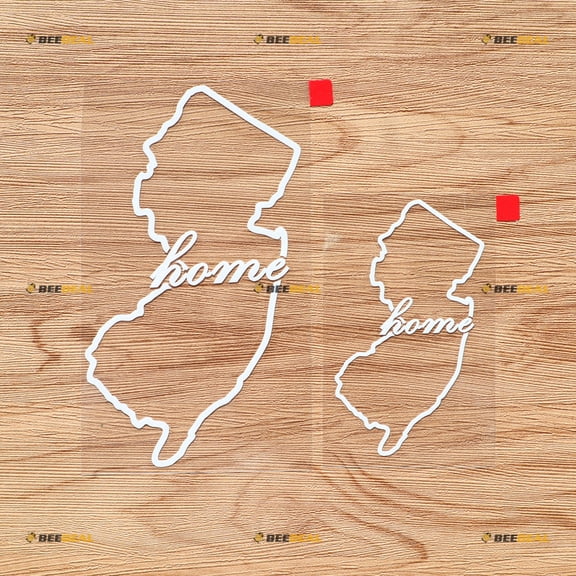 New Jersey State Home Map Outline NJ Vinyl Decal Sticker - 2 Pack White, 4 Inches, 6 Inches - No Background for Car Boat Laptop