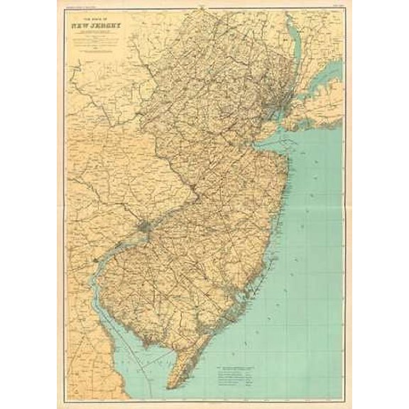 New Jersey State Map, 1888 Poster Print by Geological Survey of New Jersey (9 x 12)