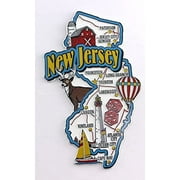 New Jersey State Map and Landmarks Collage Fridge Souvenir Collectible Magnet