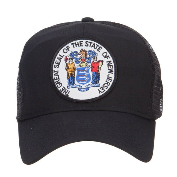 New Jersey State Seal Patched Mesh Cap - Black OSFM