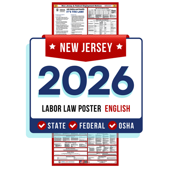New Jersey State and Federal Labor Law Poster 2026 - Non-Laminated Paper