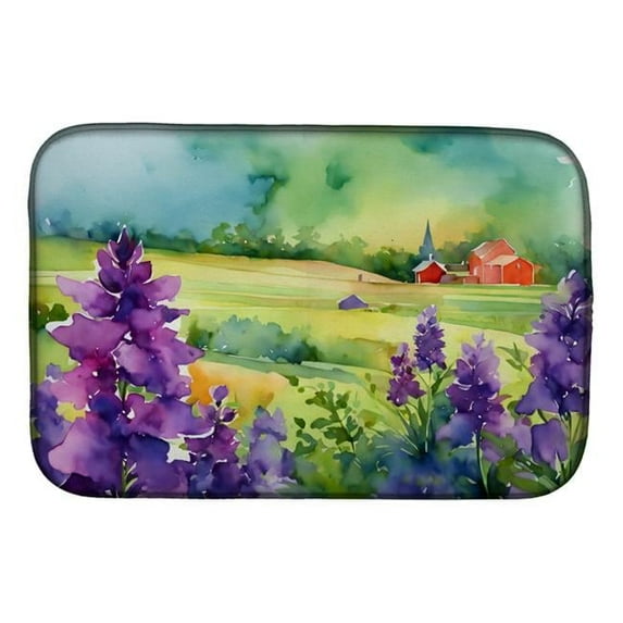 New Jersey Violet in Watercolor Dish Drying Mat 14 in x 21 in