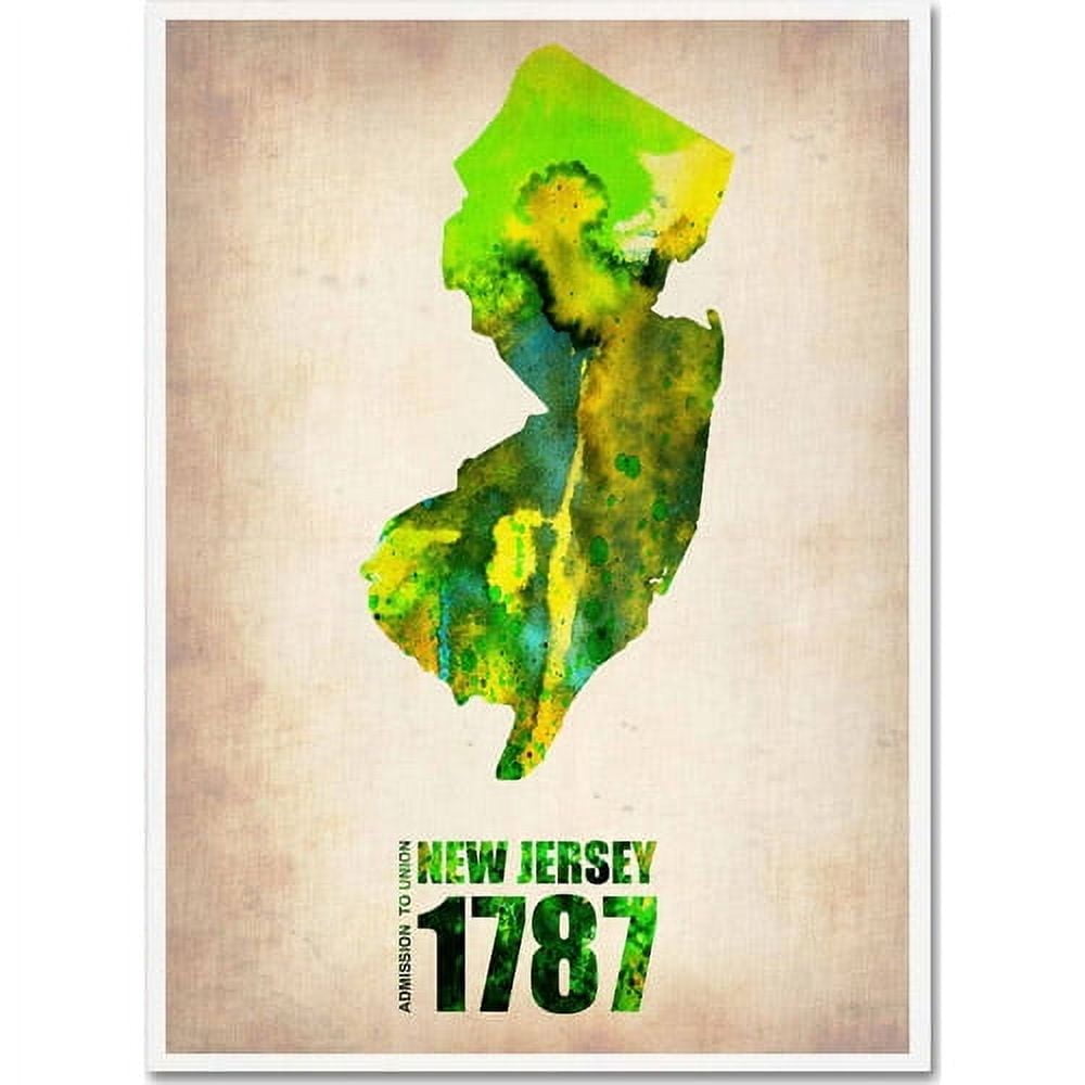 "New Jersey Watercolor Map" Canvas Art by Naxart