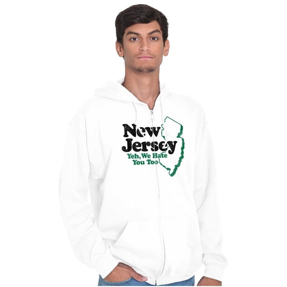New Jersey We Hate You Too Benny Joke Zip Up Hoodie Men's Women's Brisco Brands S