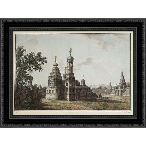 New Jerusalem Monastery 24x20 Black Ornate Wood Framed Canvas Art by Alekseyev, Fyodor