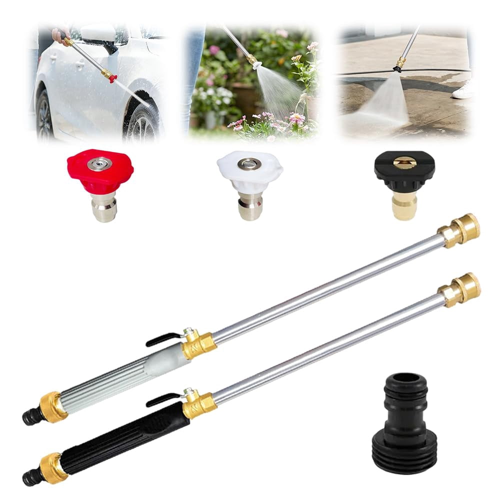 New Jet Nozzle Power Washer for Garden Hose, with 3 High-Pressure Nozzles, Turn Any Hose into High Pressure Water Jet for Patio Garden Outdoor Cleaning.(Black+Grey)