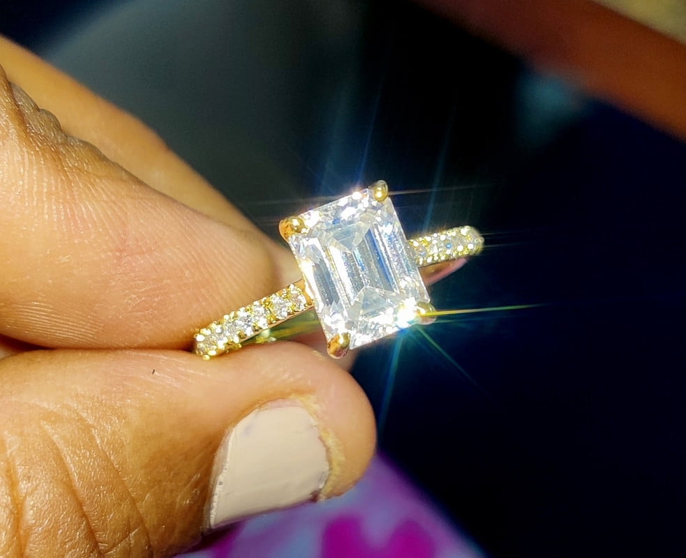 New Jewels 2.50Ct Emerald Cut Real Moissanite Solitaire Engagement