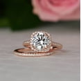 thumbnail image 1 of New Jewels 2 Ct Round Cut Simulated Diamond Halo Bridal Set Wedding Band 14K Rose Gold Plated, 1 of 5