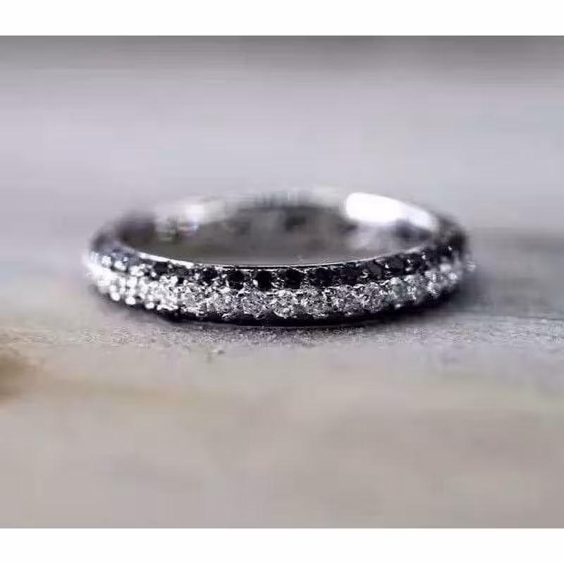 New Jewels 2Ct Round Cut Lab Created Diamond Women's Christmas Band Ring 14K White Gold Plated