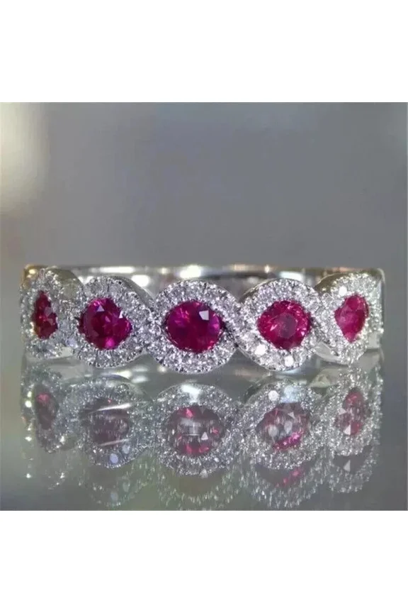 2Ct Round Lab-Created Pink Ruby Women's Wedding Ring 14K White Gold Plated