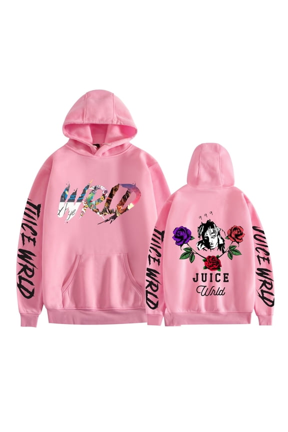 New Juice Hoodie Wrld 999 Rose Sweatshirt Rapper Hip-Hop Music Pullover Fleece Hoodie Unisex,3XL,Pink