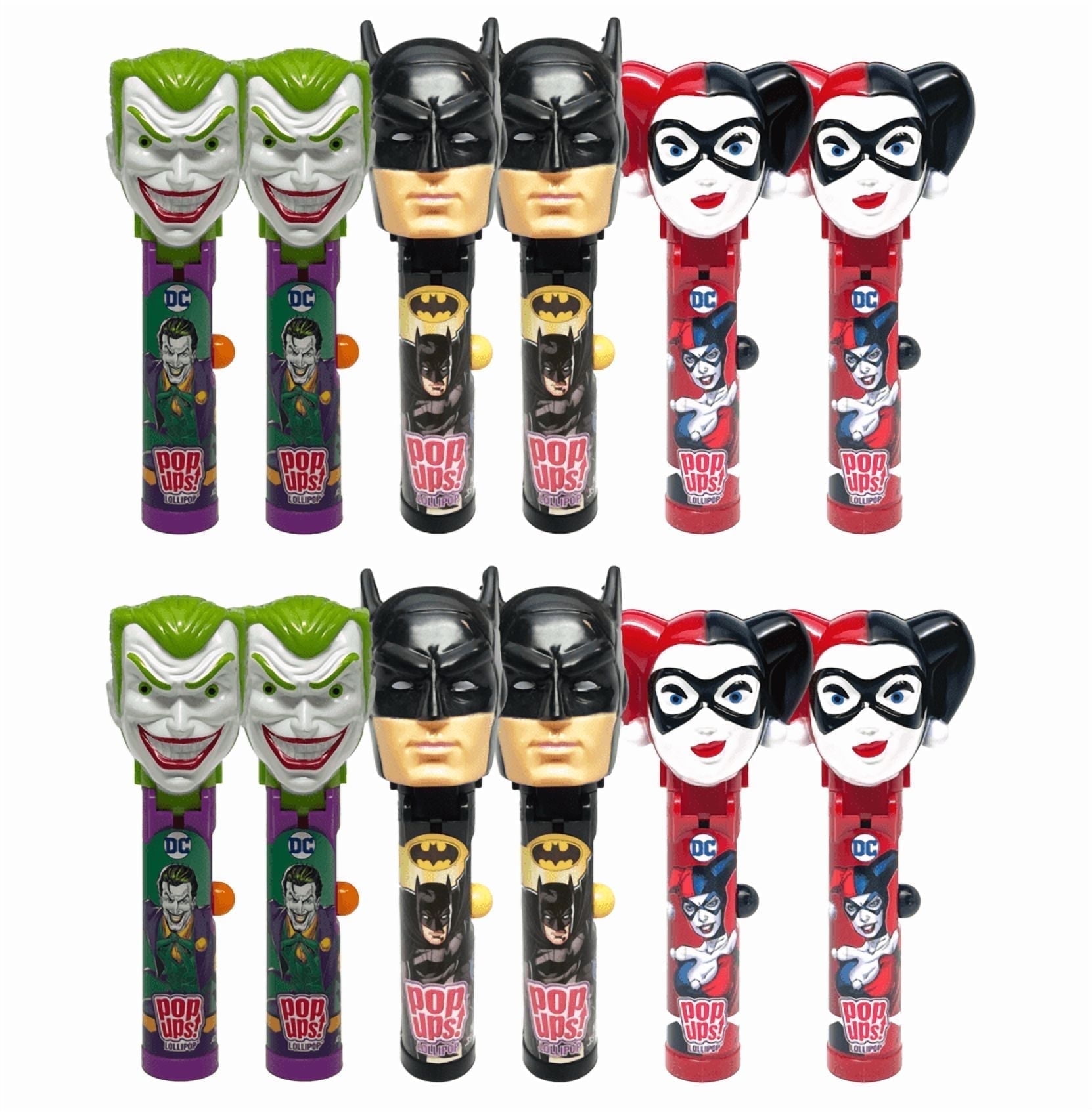 Joker, Batman, Harley Quinn Pop Ups! Lollipop Holder Case, 12 Count, Includes Lollipops