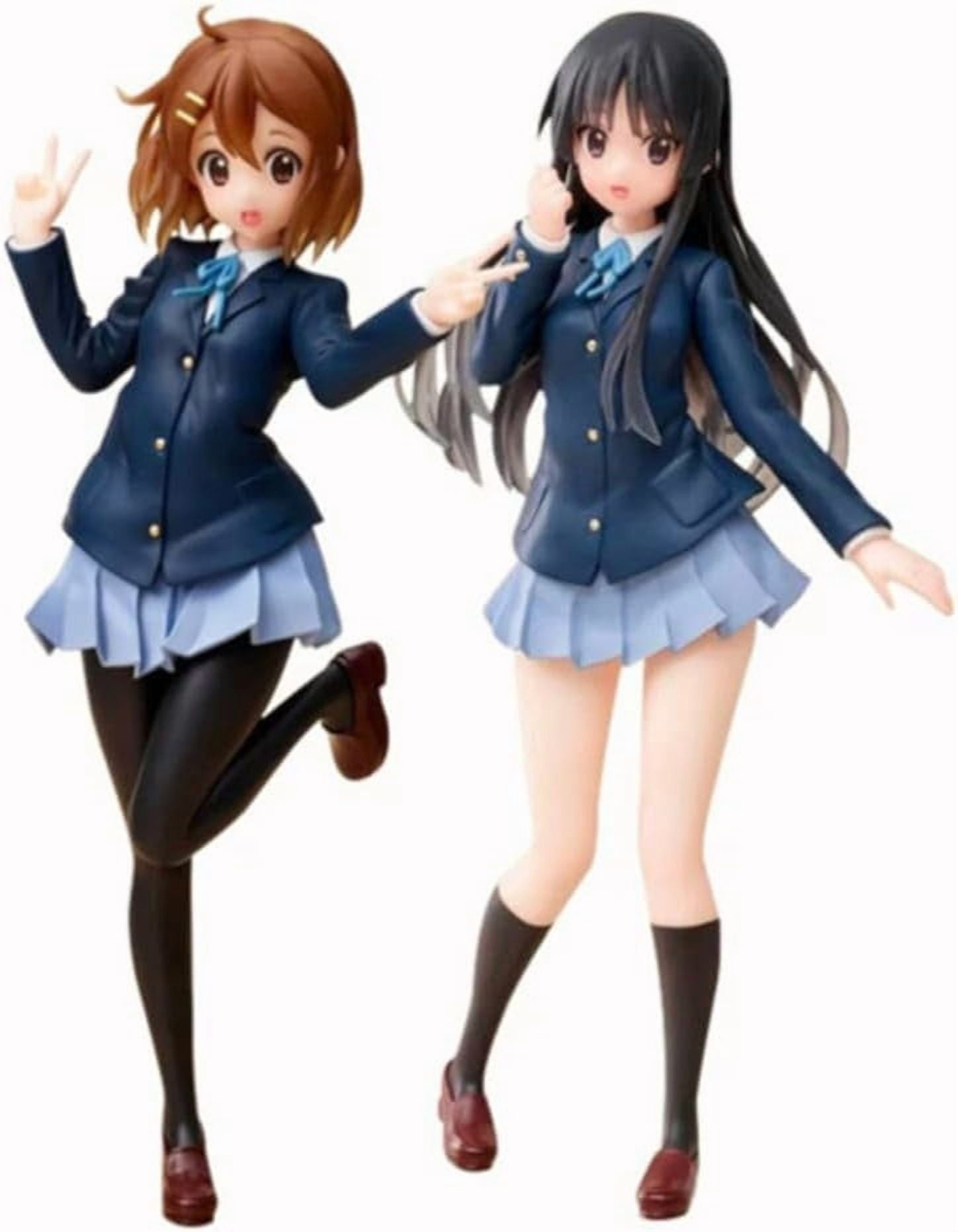 New K-ON! Hirasawa Yui、Akiyama Mio 2pc (Uniform Ver) Character Anime Model Statue Action Figures Desktop Ornament Popular Decorations Fan Souvenirs Creative Gift Collectable