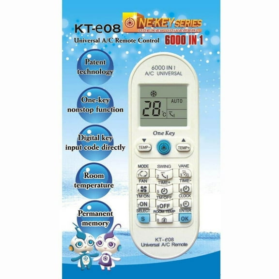 New KT-e08 For Fujitsu Daikin Hitachi LG Universal AC Remote Control 6000 in 1