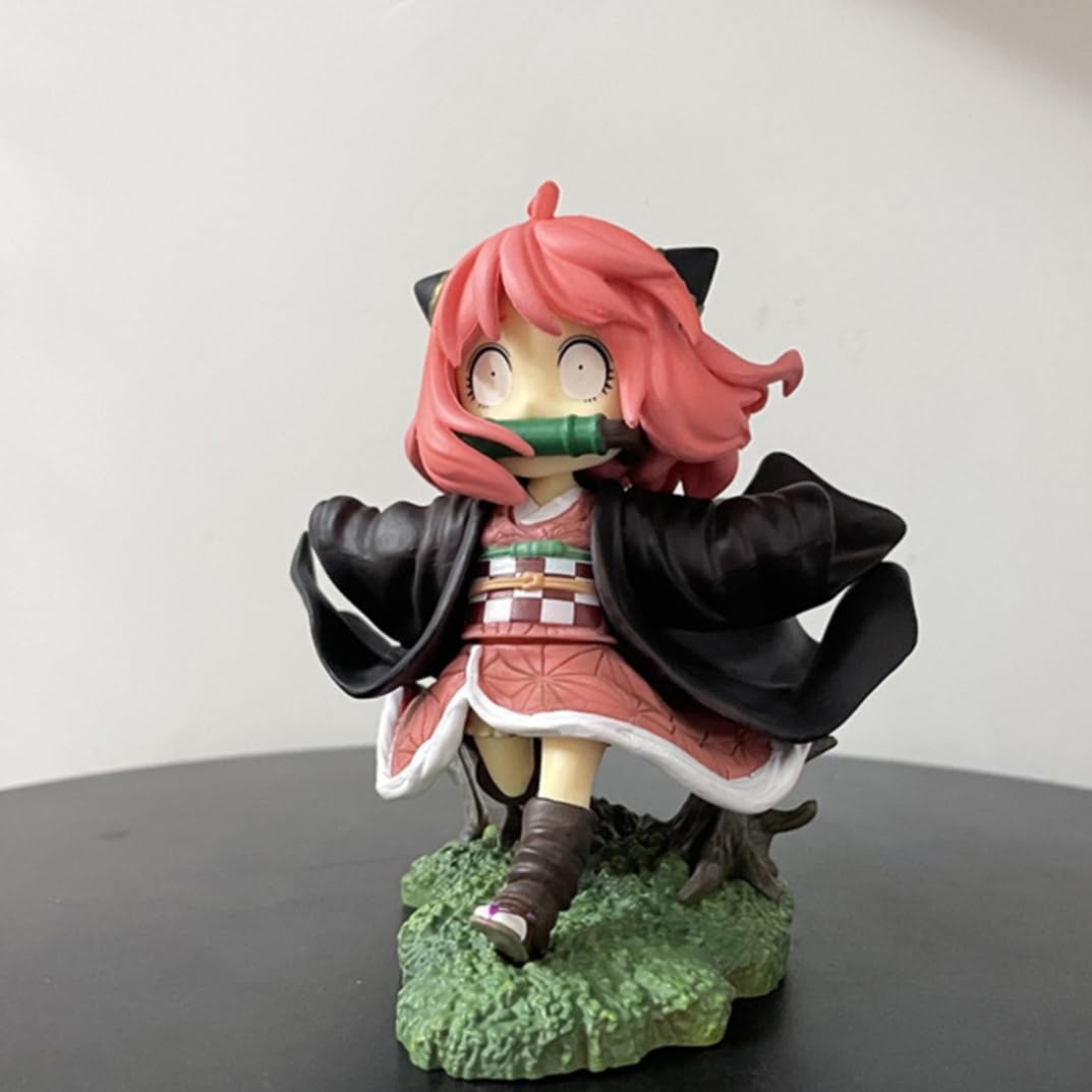 New Kamado Nezuko (Anya Forger Ver) Character Anime Model Statue Action Figures Desktop Ornament Popular Decorations Fan Souvenirs Creative Gift Collectable