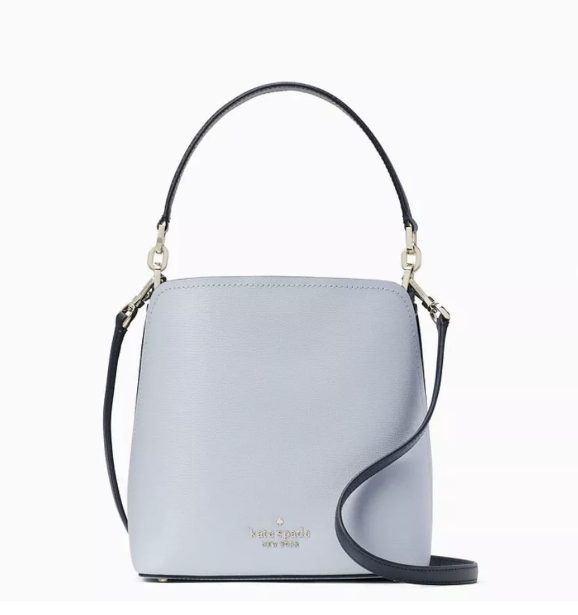 New Kate Spade Darcy Small Bucket Bag Colorblcok Grain Leather Pale Hydra