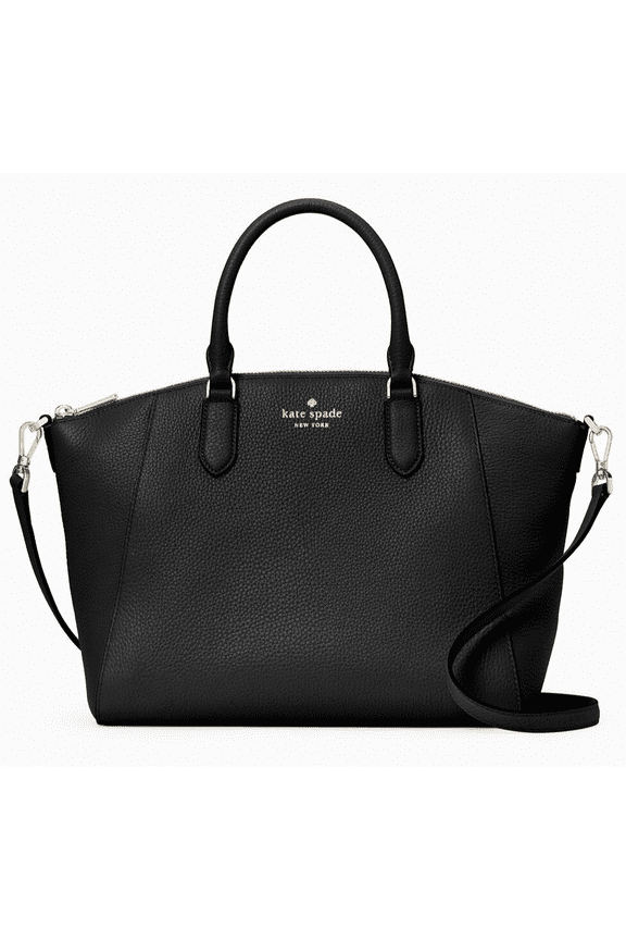 New Kate Spade Parker Pebbled Leather Satchel Black