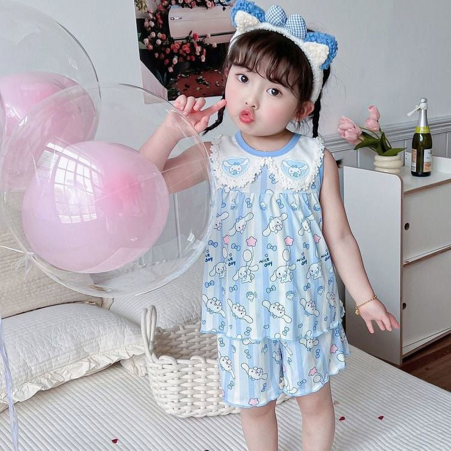 New Kawaii Sanrio Cinnamoroll Summer Kids Suit Kuromi Cinnamoroll Hello