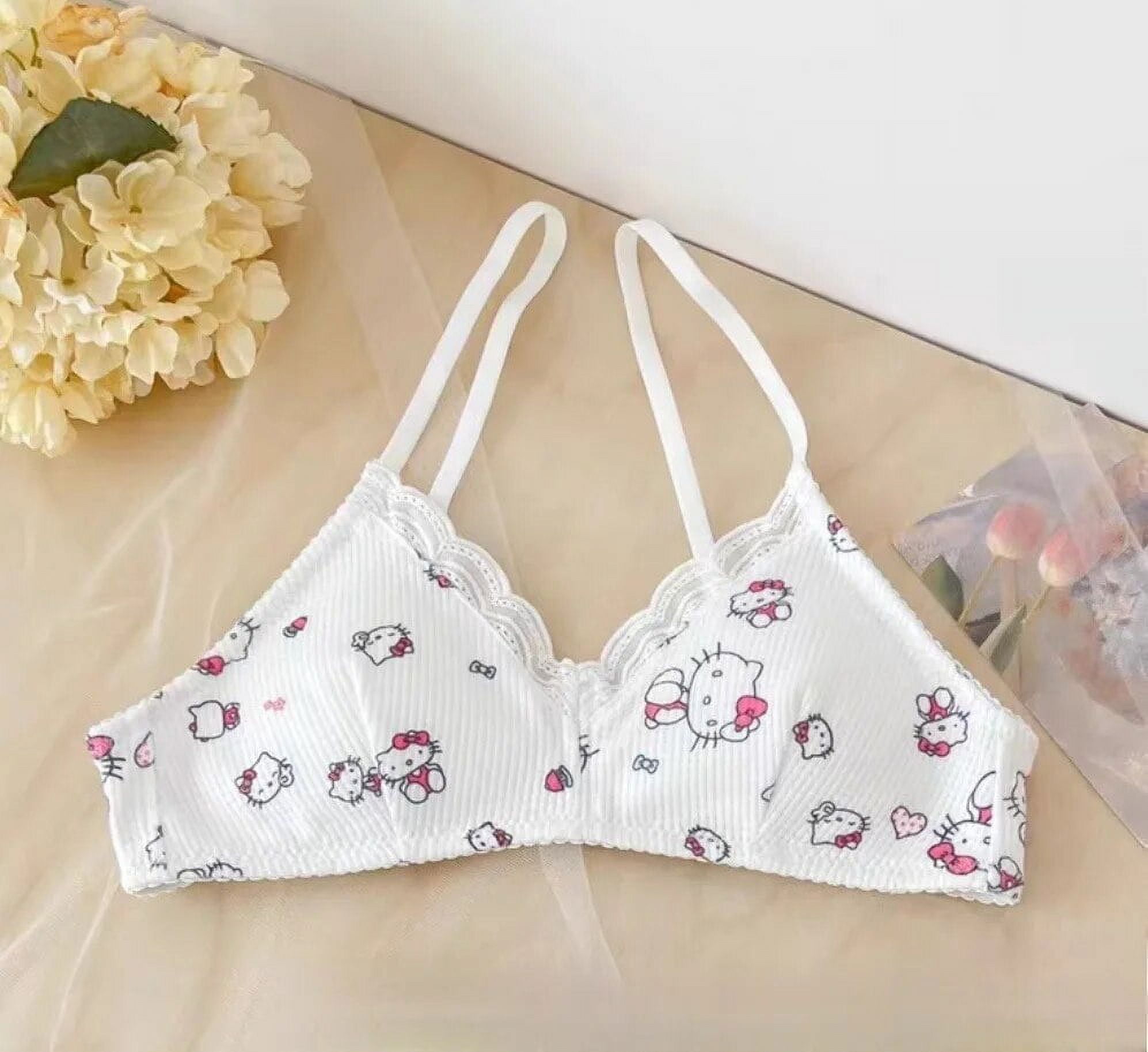 New Kawaii Sanrio Hello Kitty Underwear Women Bra Panties Two Piece ...