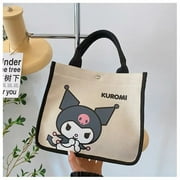 New Kawaii Sanrio Kuromi Hello Kitty Cartoon Canvas Bag Handbag Commuting Lunch Box Bag Toiletry Bag Women's Bag Adviento