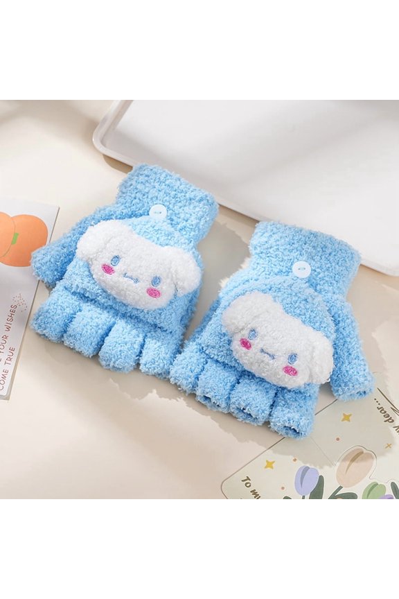 New Kawaii Warm Gloves Kuromi My Melody Cold-Proof Winter Finger Gloves Plush Touchscreen Soft Warm' Gifts