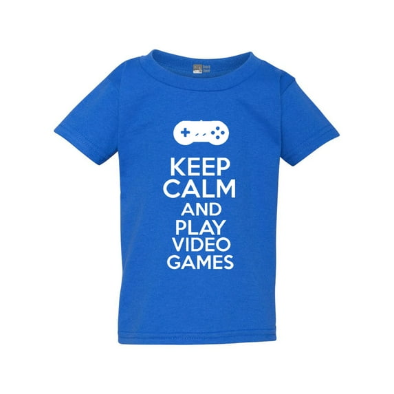 New Keep Calm And Play Video Games Computer Gamer Funny Toddler Kids T-Shirt Tee