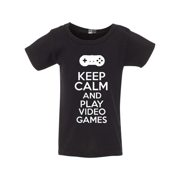 New Keep Calm And Play Video Games Computer Gamer Funny Toddler Kids T-Shirt Tee