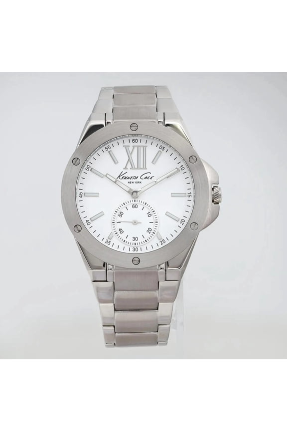 New Kenneth Cole 40 Steel White Dial Unisex Quartz Watch KC10020844 without Box