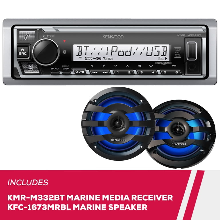 Kenwood PKG-MR3321BT Marine Media Receiver and Speaker Combo - KMR-M332BT receiver KFC-1613MRW speakers Kenwood PKG-MR3321BT Marine Media Receiver and Speaker Combo - KMR-M332BT receiver KFC-1613MRW speakers