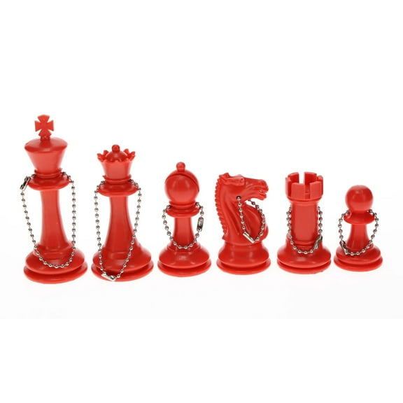 New Keychain Bag Tag Chessmen -Includes 16 pieces in Fire Engine Red
