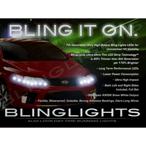 New Kia Forte LED DRL Head Light Strips Daytime Running Lamps