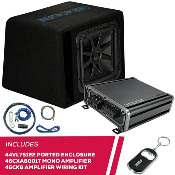 New Kicker 44VL7S122 Ported Enclosure w/ 46CXA8001T Amplifier & 46CK8 Amplifier Kit