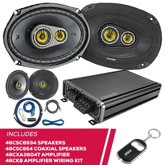 New Kicker 46CSC6934 6"x9" Speakers w/ 46CSC654 Speakers & 46CXA3604T Amp & Amp Kit