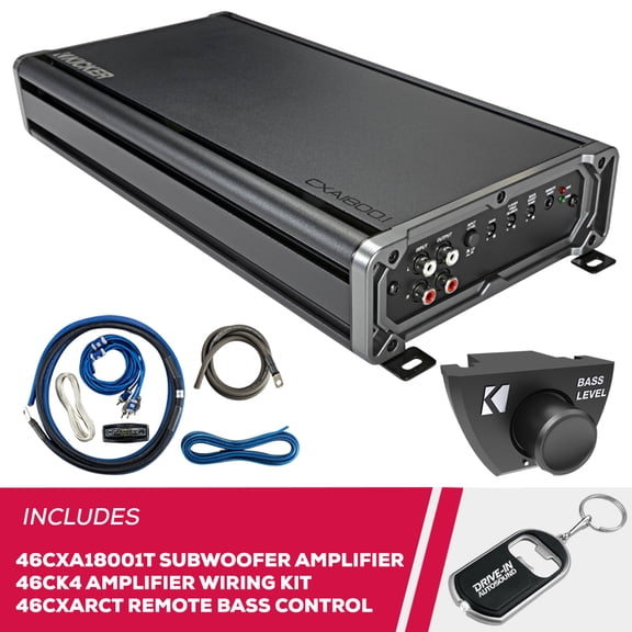 New Kicker 46CXA18001T Mono Sub Amplifier w/ 46CK4 Amp Kit & 46CXARCT Wired Remote