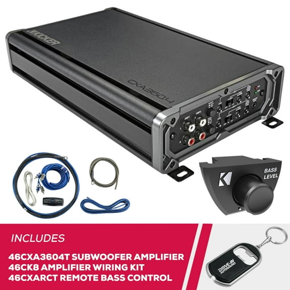 New Kicker 46CXA3604T 4 Channel Amplifier w/ 46CK8 Amp Kit & 46CXARCT Wired Remote