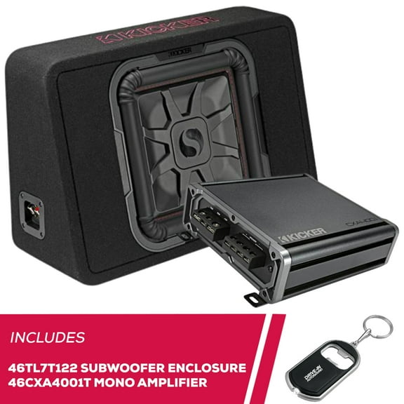New Kicker 46TL7T122 Single 12" Subwoofer w/ Enclosure & 46CXA4001T Mono Amplifier