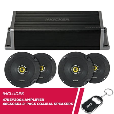 New Kicker 47KEY2004 4-Channel Amplifier with 2-Pack 46CSC654 6.5" Coaxial Speakers