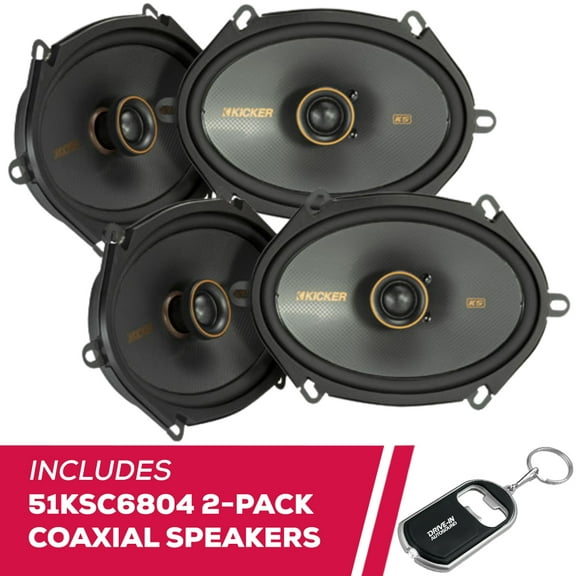 New Kicker KS-Series 2-Pack 51KSC6804 6x8" Coaxial Speakers w/ High Power Handling