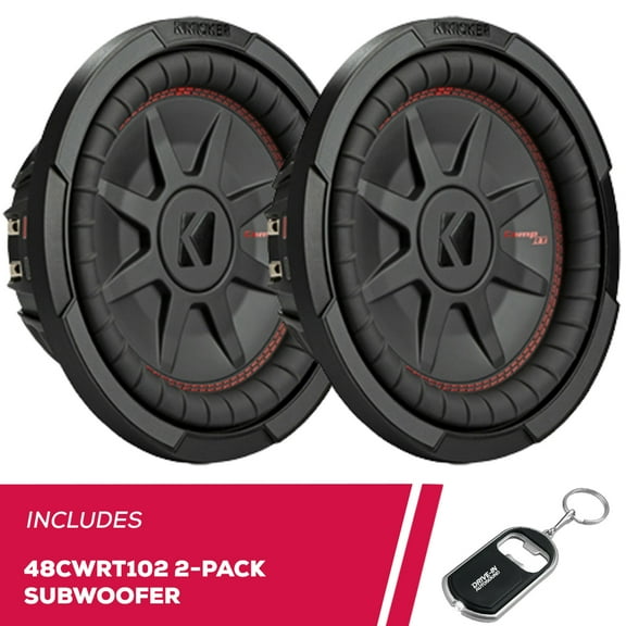 New Kicker Pair of 48CWRT102 Shallow-Mount 10" Subwoofer with Dual 2-Ohm Voice Coils