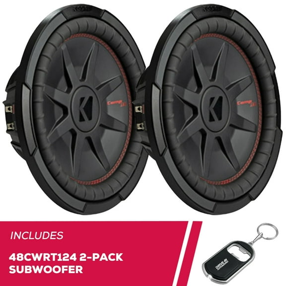New Kicker Pair of 48CWRT124 Shallow-Mount 12" Subwoofer with Dual 4-Ohm Voice Coils