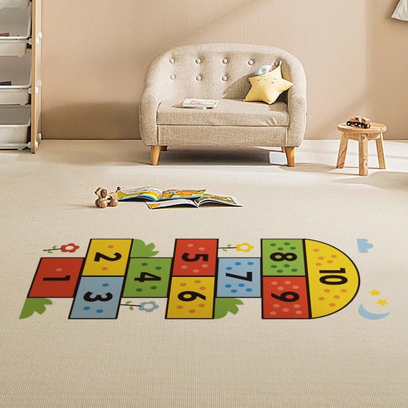 New Kids Cartoon Hopscotch Number Stickers for Children's Room, Kindergarten Creative Fun Digital Floor Decals