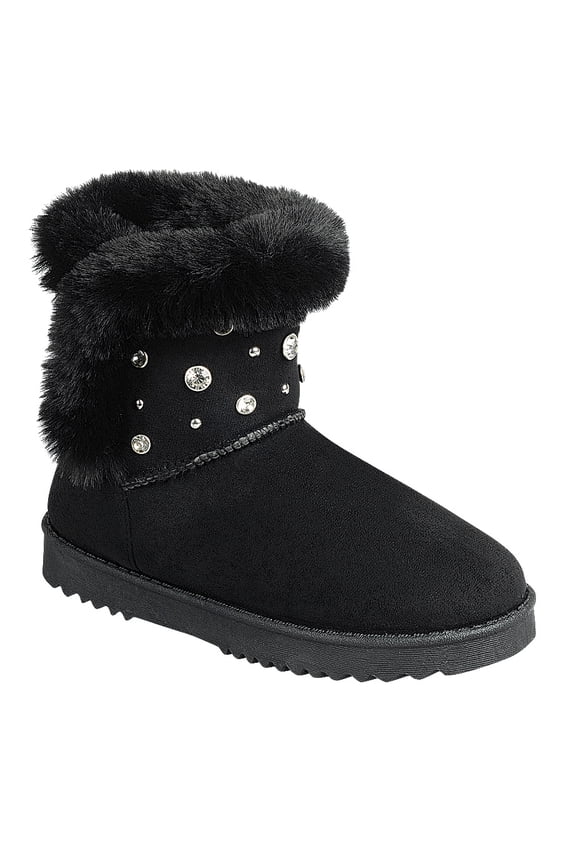New Kids Girl Toddler Soft Faux Soft Fur Lining Jeweled Ankle Boot Winter Boots