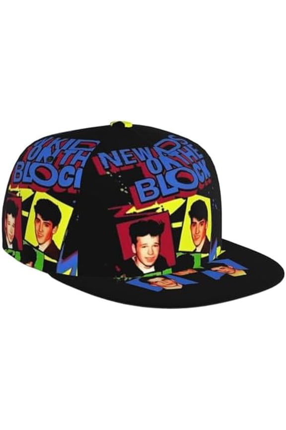 New Kids Musics On The Block Hat Flat-Brimmed Baseball Cap Dad Ball Hat Snapback Hip Hop Cap for Men and Women Black