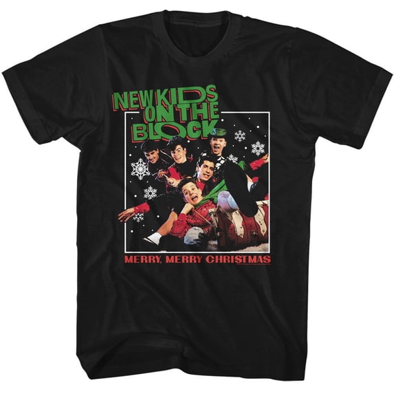 New Kids On The Block Merry Merry Christmas Black Adult T-Shirt 3Xl